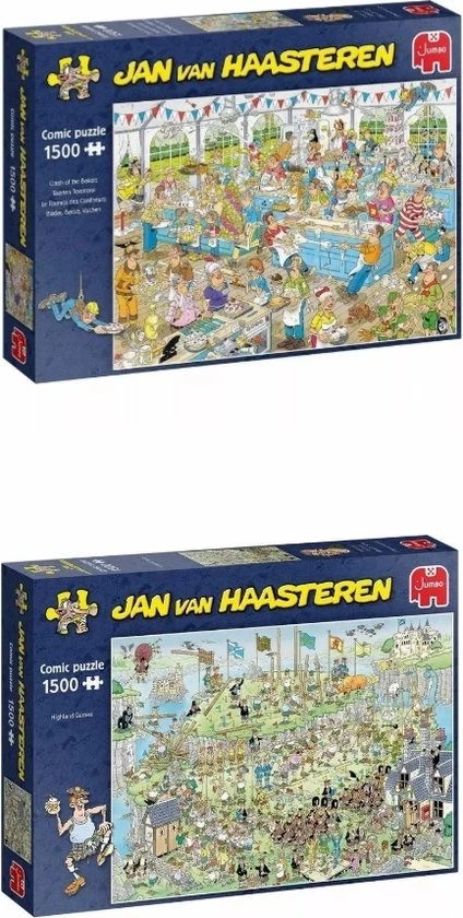 Jumbo Jan Van Haasteren Puzzelbundel - 2 Stuks - Taarten Toernooi 1500 Stukjes & Highland Games 1500 Stukjes 1 Jumbo Jan Van Haasteren Puzzelbundel - 2 Stuks - Taarten Toernooi 1500 Stukjes & Highland Games 1500 Stukjes