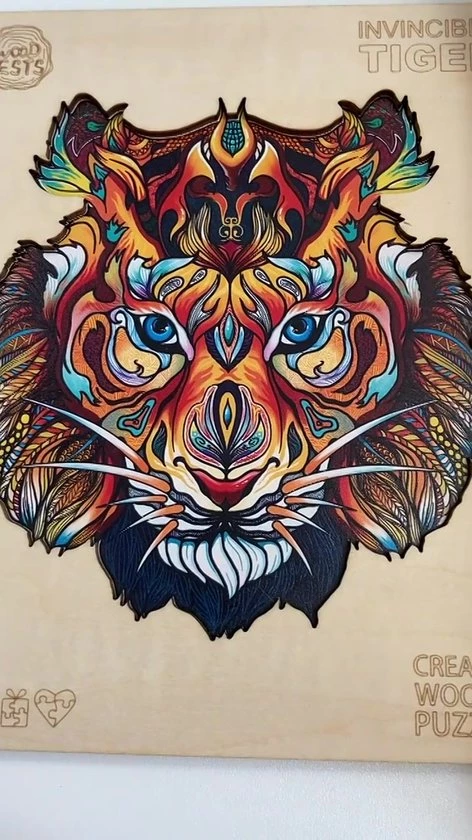 Brickkies , Sterke Tijger, Invincible Tiger, Jigsaw Puzzle, Houten Puzzel, A3, Maat L, 39 X 35 Cm, 306 Stukjes 2 Brickkies , Sterke Tijger, Invincible Tiger, Jigsaw Puzzle, Houten Puzzel, A3, Maat L, 39 X 35 Cm, 306 Stukjes - Afbeelding 2