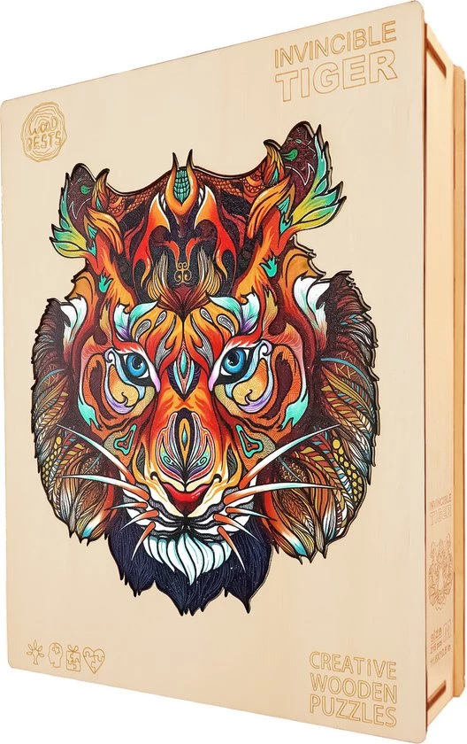 Brickkies , Sterke Tijger, Invincible Tiger, Jigsaw Puzzle, Houten Puzzel, A3, Maat L, 39 X 35 Cm, 306 Stukjes 3 Brickkies , Sterke Tijger, Invincible Tiger, Jigsaw Puzzle, Houten Puzzel, A3, Maat L, 39 X 35 Cm, 306 Stukjes - Afbeelding 3