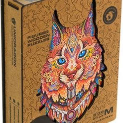 UNIDRAGON Houten Puzzel Dier - Voorzichtige Lynx- 187 Stukjes - Medium 22x33 Cm -Exporteren puzzels winkel 542x840