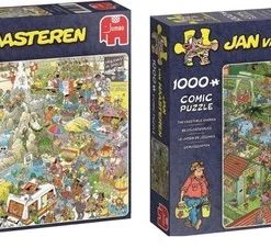 Jan Van Haasteren Puzzelbundel - 2 Stuks - De Vakantiebeurs 1000 Stukjes & Volkstuintjes 1000