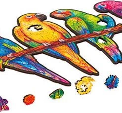 UNIDRAGON Houten Puzzel Dier - Speelse Papegaaien - 193 Stukjes - Medium 44x25 Cm -Exporteren puzzels winkel 550x229
