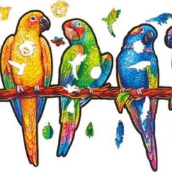 UNIDRAGON Houten Puzzel Dier - Speelse Papegaaien - 193 Stukjes - Medium 44x25 Cm -Exporteren puzzels winkel 550x318 1