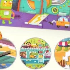 MiDeer - 4-in-1 Puzzels In Mooie Geschenkdoos - 12 + 16 + 24 + 35 Extra Grote Puzzelstukjes - Vervoer & Dier: Brandweerwagen + Boot + Vliegtuig + Raket - Kinderpuzzel - Educatief Speelgoed Voor Kinderen -Exporteren puzzels winkel 550x355 3