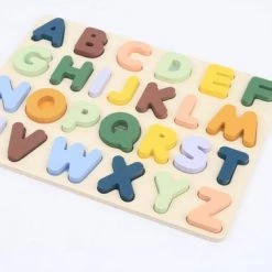HOUTEN ALFABET PUZZEL - ALFABET PUZZEL HOUT Voor Kinderen Met Trendy Kleuren - Alfabet Leren - Speelgoed 3 JAAR -Mint And Milo -Exporteren puzzels winkel 550x365