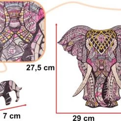 Merkloos Olifant A3 Houten Legpuzzel Houten Puzzel Voor Volwassenen - Jigsaw Puzzels - Wooden Puzzle - Dierenpuzzel Hout Moeilijkheidsgraad 5A -Exporteren puzzels winkel 550x381 2