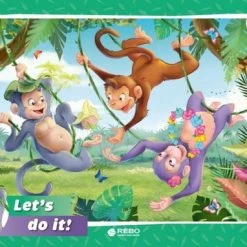 Rebo Productions Rebo Legpuzzel 48 Stukjes - Monkeys In The Jungle -Exporteren puzzels winkel 550x382 3