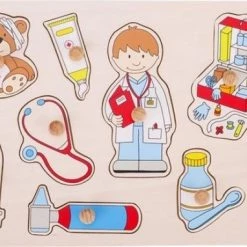 Goki Houten Knoppuzzel Bij De Dokter - 9 Stukjes -Exporteren puzzels winkel 550x382 9
