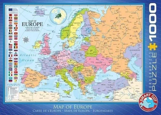 Eurographics Puzzel Map Of Europe - 1000 Stukjes 4 Eurographics Puzzel Map Of Europe - 1000 Stukjes - Afbeelding 4