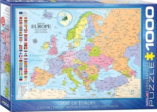 Eurographics Puzzel Map Of Europe - 1000 Stukjes 1 Eurographics Puzzel Map Of Europe - 1000 Stukjes