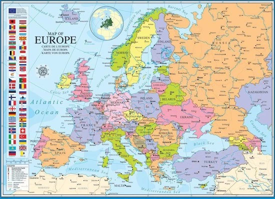 Eurographics Puzzel Map Of Europe - 1000 Stukjes 2 Eurographics Puzzel Map Of Europe - 1000 Stukjes - Afbeelding 2