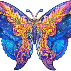 UNIDRAGON Houten Puzzel Dier - Intersterrenstelsel Vlinder - 306 Stukjes - King Size 41x30 Cm