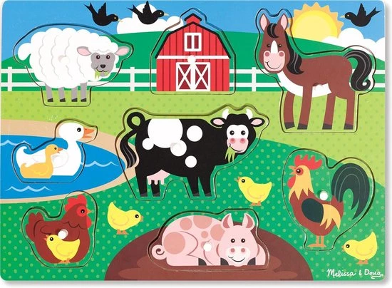 Melissa & Doug Houten Knopjes Puzzel Boerderij (8-delig) 3 Melissa & Doug Houten Knopjes Puzzel Boerderij (8-delig) - Afbeelding 3