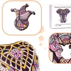 Merkloos Olifant A3 Houten Legpuzzel Houten Puzzel Voor Volwassenen - Jigsaw Puzzels - Wooden Puzzle - Dierenpuzzel Hout Moeilijkheidsgraad 5A -Exporteren puzzels winkel 550x414 3