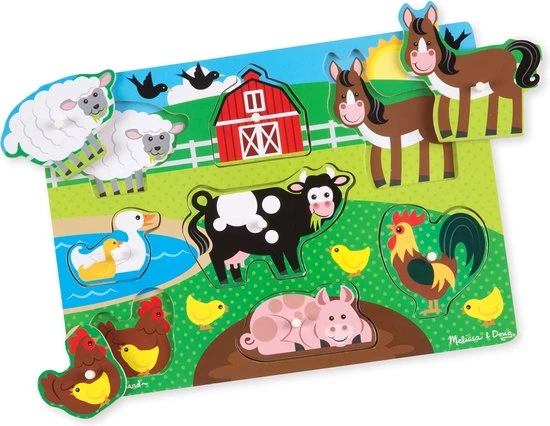 Melissa & Doug Houten Knopjes Puzzel Boerderij (8-delig) 2 Melissa & Doug Houten Knopjes Puzzel Boerderij (8-delig) - Afbeelding 2