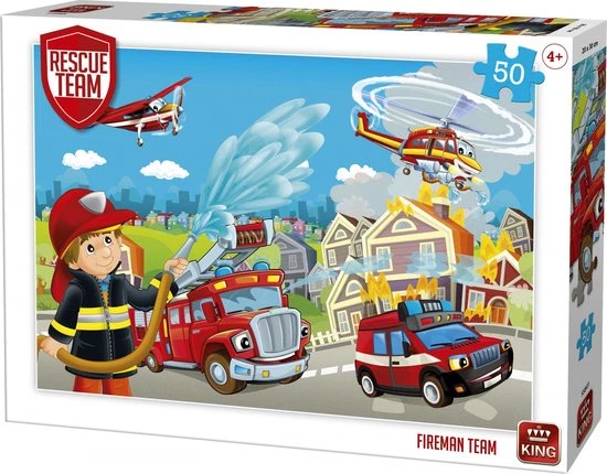 King Kinderpuzzel FIREMAN TEAM 50 Stukjes 1 King Kinderpuzzel FIREMAN TEAM 50 Stukjes
