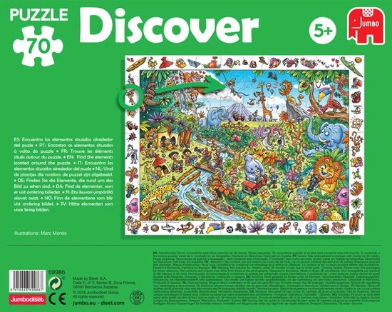Jumbo Premium Collection Children Puzzle Discover: Safari 70 Pcs Legpuzzel 70 Stuk(s) Stripfiguren 3 Jumbo Premium Collection Children Puzzle Discover: Safari 70 Pcs Legpuzzel 70 Stuk(s) Stripfiguren - Afbeelding 3