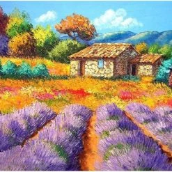 Happy Puzzle Davici Puzzel 1000 Stukjes ( 50 X 49) Dorphuis Met Voorbeeldposter - Legpuzzel- Landschap-Volwassenen