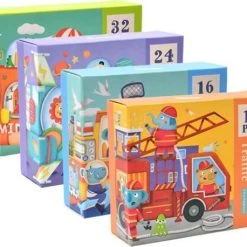 MiDeer - 4-in-1 Puzzels In Mooie Geschenkdoos - 12 + 16 + 24 + 35 Extra Grote Puzzelstukjes - Vervoer & Dier: Brandweerwagen + Boot + Vliegtuig + Raket - Kinderpuzzel - Educatief Speelgoed Voor Kinderen -Exporteren puzzels winkel 550x458 45