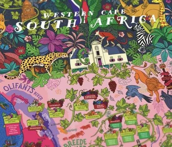 Water & Wines Puzzel Zuid-Afrika Wijn - Wijnkaart Zuid-Afrikaanse Wijngebieden - Legpuzzel 1000 Stukjes - Wijnliefhebber 3 Water & Wines Puzzel Zuid-Afrika Wijn - Wijnkaart Zuid-Afrikaanse Wijngebieden - Legpuzzel 1000 Stukjes - Wijnliefhebber - Afbeelding 3