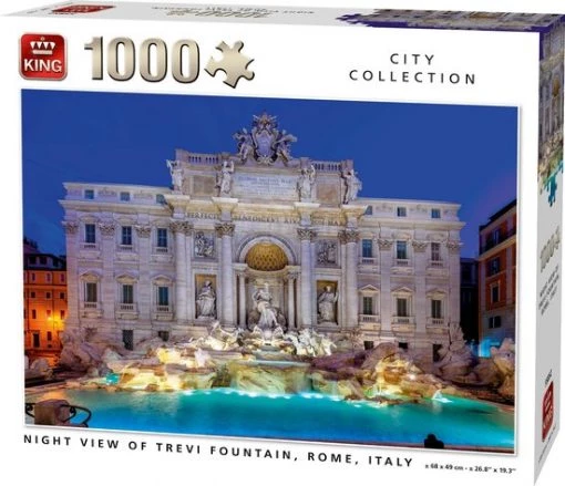 King Legpuzzel Night View Of Trevi Fountain Rome 1000 Stukjes -Exporteren puzzels winkel 550x473
