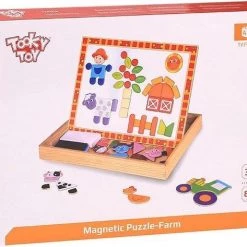 Tooky Toy Magneetpuzzel Junior 29,5 X 22 Cm Hout Oranje/wit