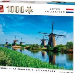 KING PUZZEL LANDSCHAP Puzzel WINDMOLENS, KINDERDIJK, NEDERLANDS 1000 STUKJES