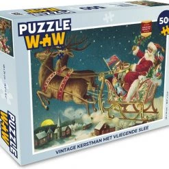 PuzzleWow Puzzel Kerstmis - Winter - Vintage - Legpuzzel - Puzzel 500 Stukjes - Kerst - Cadeau - Kerstcadeau Voor Mannen, Vrouwen En Kinderen - Sinterklaas Cadeautjes - Sinterklaas Voor Grote Kinderen