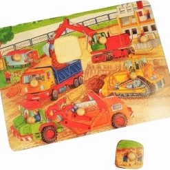 Playwood / Roel 2x Houten Noppenpuzzel - Puzzel Brandweer En Bouwplaats Met Noppen -Exporteren puzzels winkel 550x493