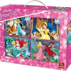 Disney 4 In 1 Puzzel Prinsessen - Vier Kinderpuzzels In Een Koffertje - King