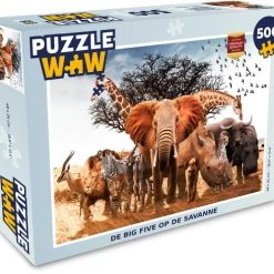 PuzzleWow Puzzel Dieren - Giraffe - Olifant - Legpuzzel - Puzzel 500 Stukjes - Sinterklaas Cadeautjes - Sinterklaas Voor Grote Kinderen
