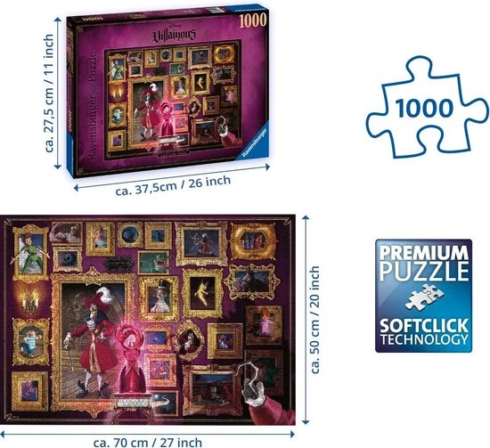 Ravensburger Puzzel Disney Villainous: Captain Hook - Legpuzzel - 1000 Stukjes 5 Ravensburger Puzzel Disney Villainous: Captain Hook - Legpuzzel - 1000 Stukjes - Afbeelding 5