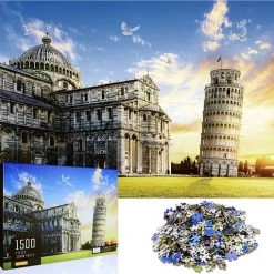 Happy Puzzle Jigsaw Legpuzzel - Toren Van Pisa - Puzzel 1500 Stukjes Volwassenen - Kerst Cadeautje - Met Extra Voorbeeldposter - Museum Puzzel - 80*60 Cm