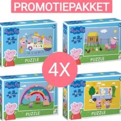 Dodo Toys PROMOTIEPAKKET - 4 X Peppa Pig Puzzel - 30 Stukjes - 20x27 Cm - Peppa Pig Speelgoed 3+ - Kinderpuzzel 3 Jaar