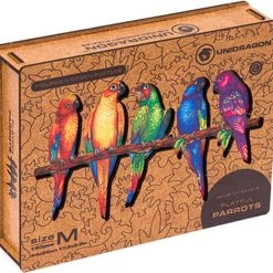 UNIDRAGON Houten Puzzel Dier - Speelse Papegaaien - 193 Stukjes - Medium 44x25 Cm -Exporteren puzzels winkel 550x517 5