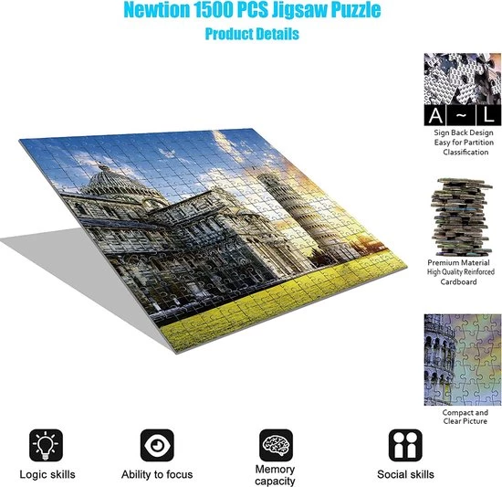 Happy Puzzle Jigsaw Legpuzzel - Toren Van Pisa - Puzzel 1500 Stukjes Volwassenen - Kerst Cadeautje - Met Extra Voorbeeldposter - Museum Puzzel - 80*60 Cm 3 Happy Puzzle Jigsaw Legpuzzel - Toren Van Pisa - Puzzel 1500 Stukjes Volwassenen - Kerst Cadeautje - Met Extra Voorbeeldposter - Museum Puzzel - 80*60 Cm - Afbeelding 3