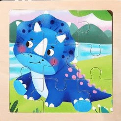 LS Goods Houten Puzzels - 2 Stuks - 9 Delig - Montessori - Blauwe En Gele Dinosaurus - 11x11 Cm -Exporteren puzzels winkel 550x542 1