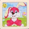 LS Goods Houten Puzzeltje (11x11cm) - Konijn - 9 Delig - Montessori