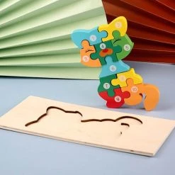 Femur Houten Kinderpuzzel Kat - Poes -Dieren Puzzel 3D Puzzel Goed Voor De Ontwikkeling Montessori Speelgoed Kinderspeelgoed