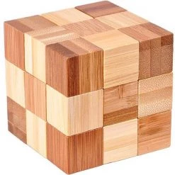 DW4Trading 3D Bamboo Breinpuzzel - Kubus 1 - 5x5 Cm
