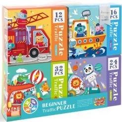 MiDeer - 4-in-1 Puzzels In Mooie Geschenkdoos - 12 + 16 + 24 + 35 Extra Grote Puzzelstukjes - Vervoer & Dier: Brandweerwagen + Boot + Vliegtuig + Raket - Kinderpuzzel - Educatief Speelgoed Voor Kinderen -Exporteren puzzels winkel 550x551 8