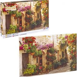 Grafix Puzzel 1000 Stukjes Volwassenen | Thema Smalle Straat Met Bloemen | Afmeting 50 X 70 CM | Legpuzzel