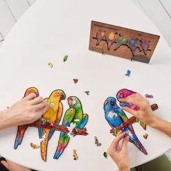 UNIDRAGON Houten Puzzel Dier - Speelse Papegaaien - 193 Stukjes - Medium 44x25 Cm -Exporteren puzzels winkel 550x578 5