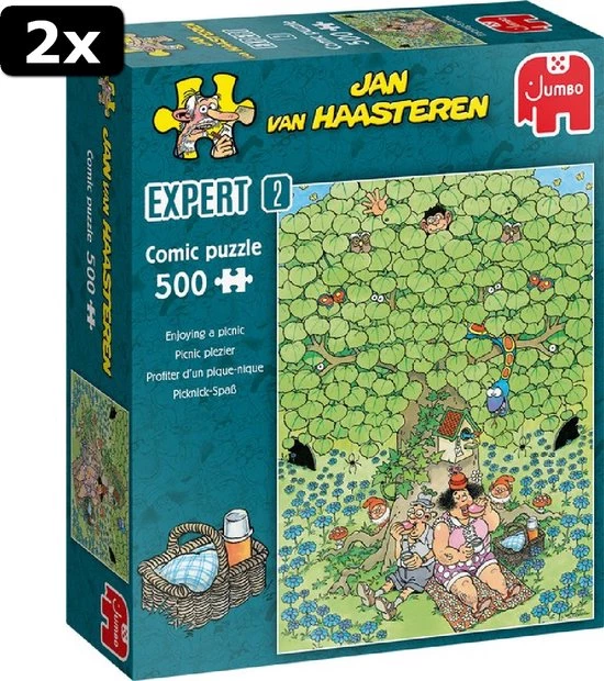 2x Jan Van Haasteren Expert 2: Picknick Plezier Puzzel - 500 Stukjes 1 2x Jan Van Haasteren Expert 2: Picknick Plezier Puzzel - 500 Stukjes