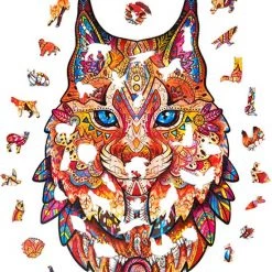 UNIDRAGON Houten Puzzel Dier - Voorzichtige Lynx- 187 Stukjes - Medium 22x33 Cm -Exporteren puzzels winkel 550x719 1