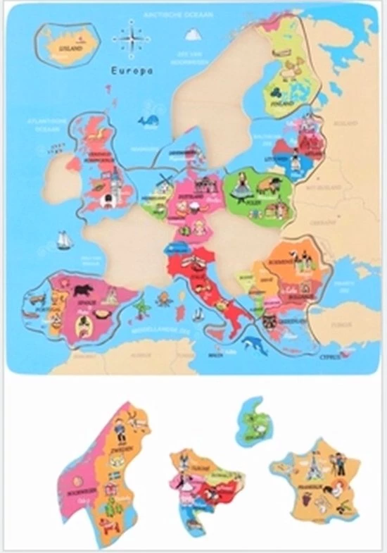 Playwood / Roel Houten Puzzel Europa - 19 Delig - Landen En Hoofdstad - Topografie Educatie 2 Playwood / Roel Houten Puzzel Europa - 19 Delig - Landen En Hoofdstad - Topografie Educatie - Afbeelding 2