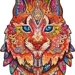 UNIDRAGON Houten Puzzel Dier - Voorzichtige Lynx- 187 Stukjes - Medium 22x33 Cm